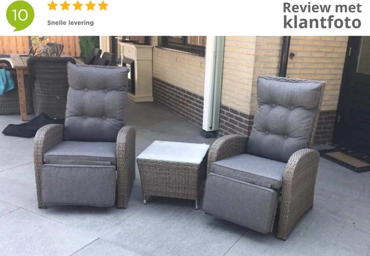 Loungeset Duoset Melia 2 Verstelbare Stoelen + Tafel - Balkonset 21 Loungeset Duoset Melia 2 Verstelbare Stoelen + Tafel - Balkonset - Image 20