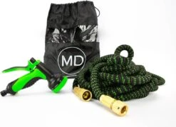 MD-Goods ® Super Sterk Uitrekbare Tuinslang Tot 30 Meter + GRATIS Tas En Koppelstuk - Tuinsproeier - Tuin Besproeien - Waterslang - Sproeikop - Groen - Flexibel Elastisch -Tuinmeubel Verkoop 1200x865