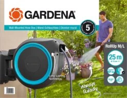 GARDENA - Wandslangenbox Slanghouder - RollUp M/L - 25 Meter - Ø 13 Mm -Tuinmeubel Verkoop 1200x929
