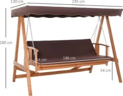 Outsunny Hollywoodschommel Hout Tuinschommel Schommelbank Ligfunctie 3 Personen 84A-185 -Tuinmeubel Verkoop 1200x936