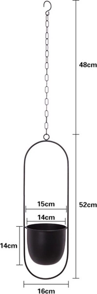 Be-Inspired® Hangende Bloempot Ovaal - Bloempot Binnen - Voor Hangplant – Plant Bloem Pot Met Opknoping – Plantenhanger - Plantenbak - Industrieel – Scandinavisch - Metaal - Zwart 8 Be-Inspired® Hangende Bloempot Ovaal - Bloempot Binnen - Voor Hangplant – Plant Bloem Pot Met Opknoping – Plantenhanger - Plantenbak - Industrieel – Scandinavisch - Metaal - Zwart - Image 6