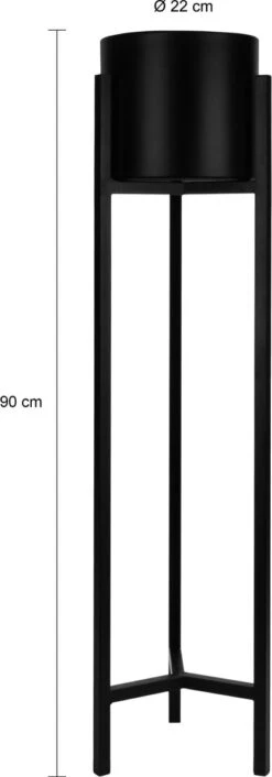 QUVIO Plantenstandaard Inclusief Pot - Staande Plantenbak - Metaal - Plantenbak - Plantenhouders - Planten Zuilen - Voor Buiten - Bloempot - 22 X 22 X 90 Cm - Zwart -Tuinmeubel Verkoop 420x1200