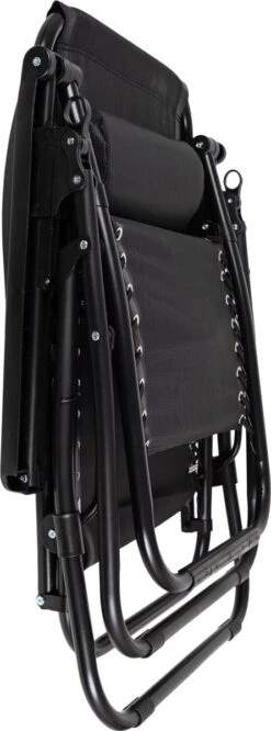 Luxe Ligstoel Met Hoofdsteun & Voetsteun - Verstelbare Rugleuning - Zonnebed Relaxstoel Voor Tuin/Terras/Strand/Balkon/Zwembad/Camping - Inklapbaar - Weerbestendig - Zwart -Tuinmeubel Verkoop 445x1200