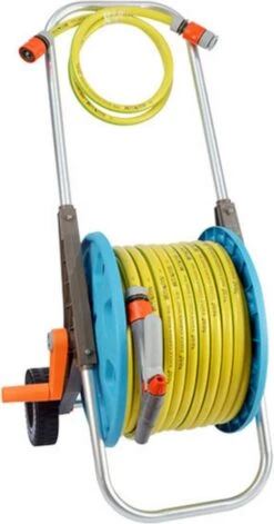 Slangenwagen Met 50 Meter Tuinslang | Eagle Garden | Incl. Spuitkopstuk En Connectors | Geel