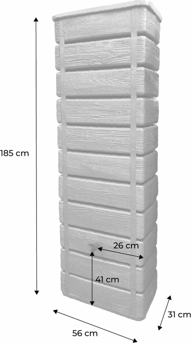 Regenton Muurtank, Grandval 300L, Antraciet Kunststof, Imitatiehout, Met Gootaansluitset Inbegrepen 6 Regenton Muurtank, Grandval 300L, Antraciet Kunststof, Imitatiehout, Met Gootaansluitset Inbegrepen - Image 4