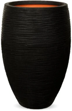 Capi Europe - Vaas Elegant Deluxe Rib NL - 56x84 - Zwart - Voor Binnen En Buiten - KBLR1132 -Tuinmeubel Verkoop 779x1200
