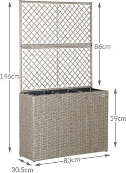 Casaria Polyrattan Bloembak – 3 Bakken Klimophek - Crème -Tuinmeubel Verkoop 876x1200 1